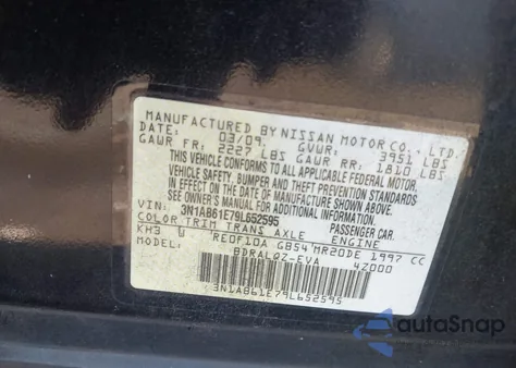 2009 Nissan Sentra 2.0 from USA, damaged, VIN 3N1AB61E79L652595